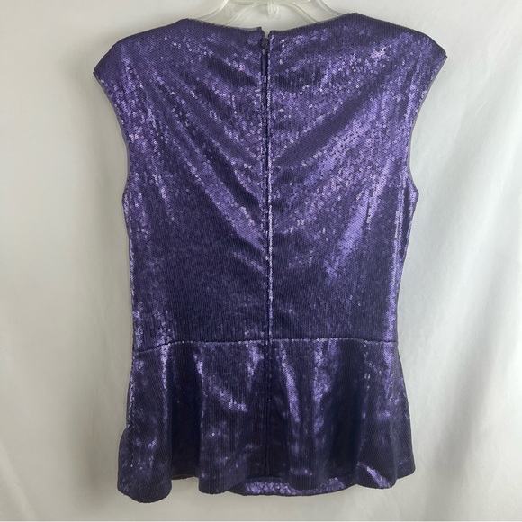 NWT!! Tadashi Shoji Ash Purple Sequin Sleeveless Elegant Shirt Top Peplum Back - Picture 4 of 11